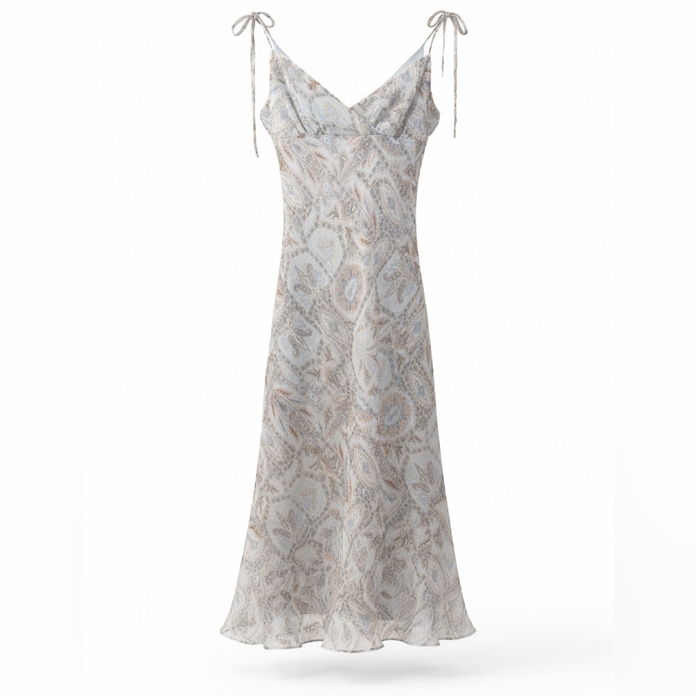 Byer Too Blue Paisley Slip Dress Y2K Vintage Tie Strap Midi Summer Dress Size S